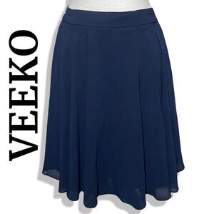 VEEKO Navy Blue Circle Skirt, Lightweight & Airy, Knee Length, Lined,  Size M